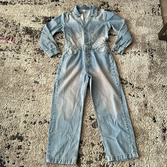 ZARA | Blue-Pink | Z1975 FADED PINK DENIM JUMPSUIT - Picture 8 of 11